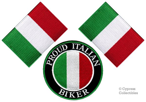 Lot of 3 - proud italian biker iron-on patch italy flag toppa embroidered