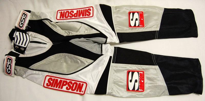 Nwt simpson mx motorcross pants sz 20 dupont coolmax cordura grey black white