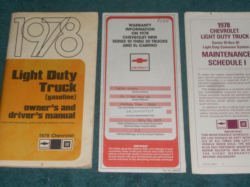 1978 chevrolet truck owner's manual set / originals!!!