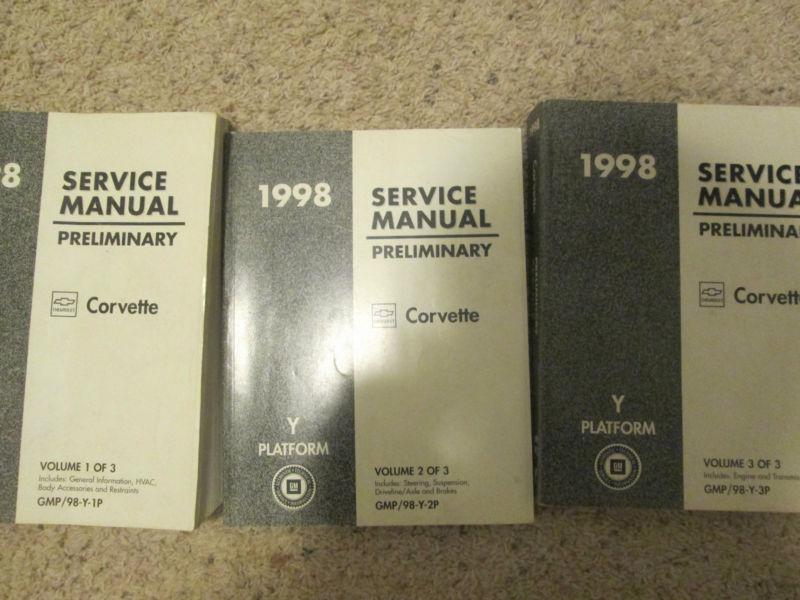 1998 chevrolet corvette preliminary service manual 3 book set complete rare