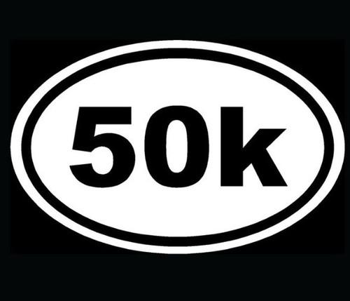 50k sticker marathon running euro oval car truck window vinyl decal white