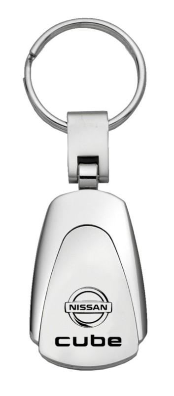 Nissan cube chrome teardrop keychain / key fob engraved in usa genuine