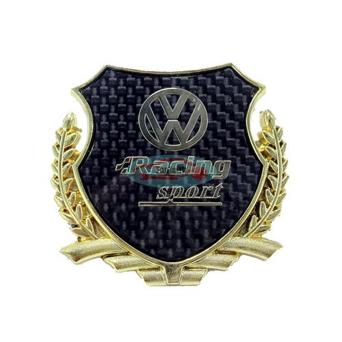 2pcs carbon fiber side gold  emblem badge sticker for cc beetle eos golf jetta