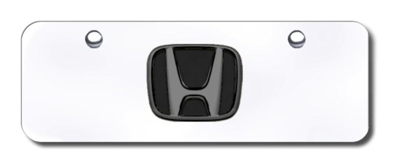 Honda logo blkprl/chrome mini license plate made in usa genuine