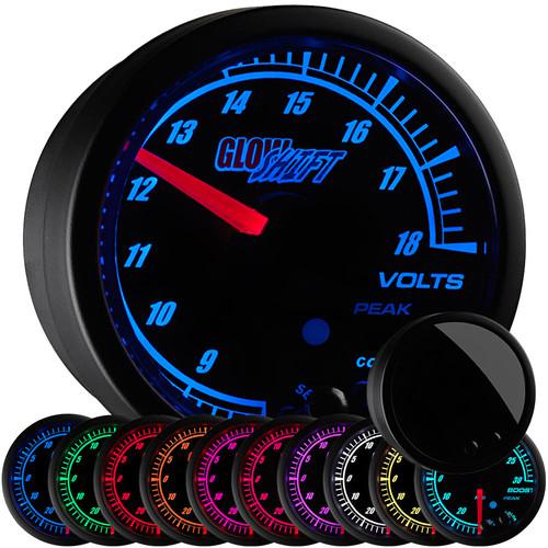 52mm black elite 10 color electric volt voltage meter gauge