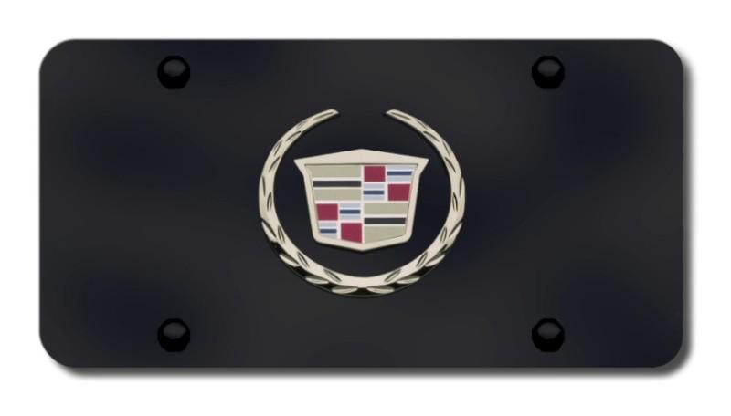 Cadillac (new) logo gold/black license plate made in usa genuine