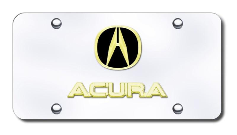 Acura dual acura gold on chrome license plate made in usa genuine