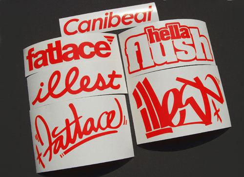 Illest fatlace hella canibeat stickers decals jdm drift  6 inchs 6 pcs.red *vb