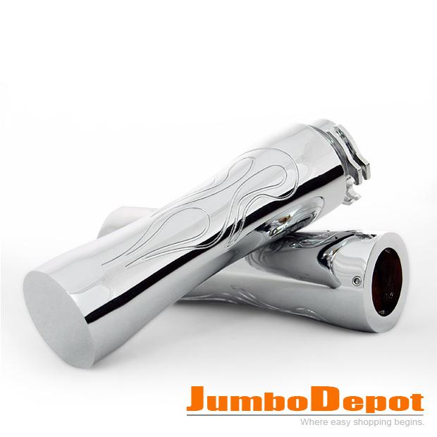 Fire style silver chrome plated motorcycle handlebar handgrip universal fits 1''