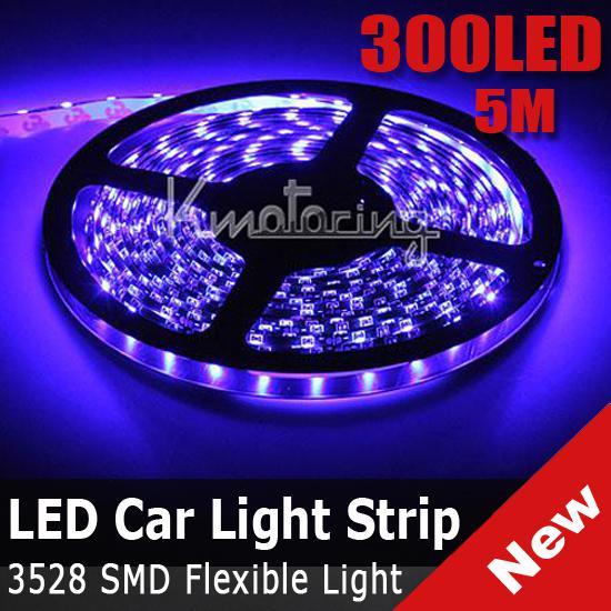 500mm 300led flexible strip light smd 3528 waterproof car motorbike diy blue hot