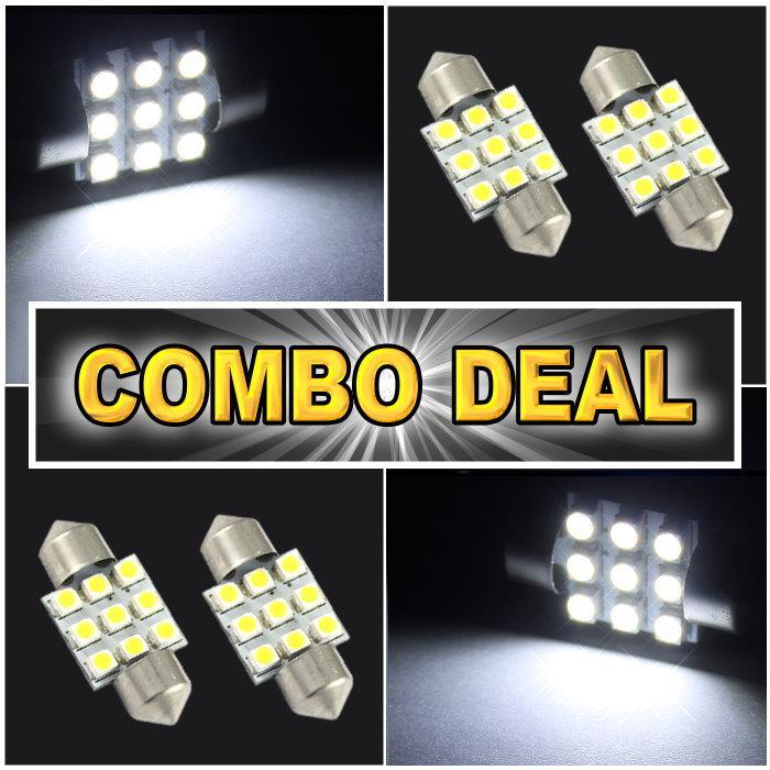 4x white led lights for dome + map 1.25" 31mm combo package deal #9