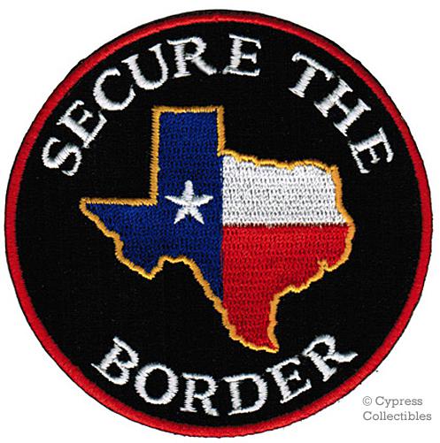 Secure the border patch - texas immigration laws flag applique iron-on biker