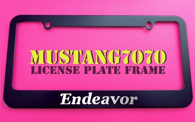 1 brand new mitsubishi endeavor black metal license plate frame + screw caps