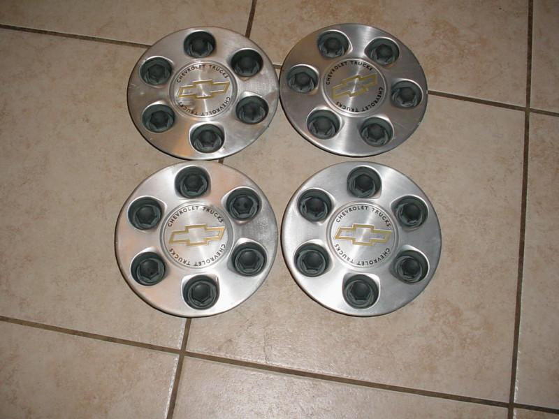 Four factory genuine gm chevy silverado suburban alloy wheel rim center caps