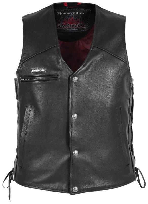 Pokerun cutlass 2.0 mens black 3xl leather motorcycle vest xxxl