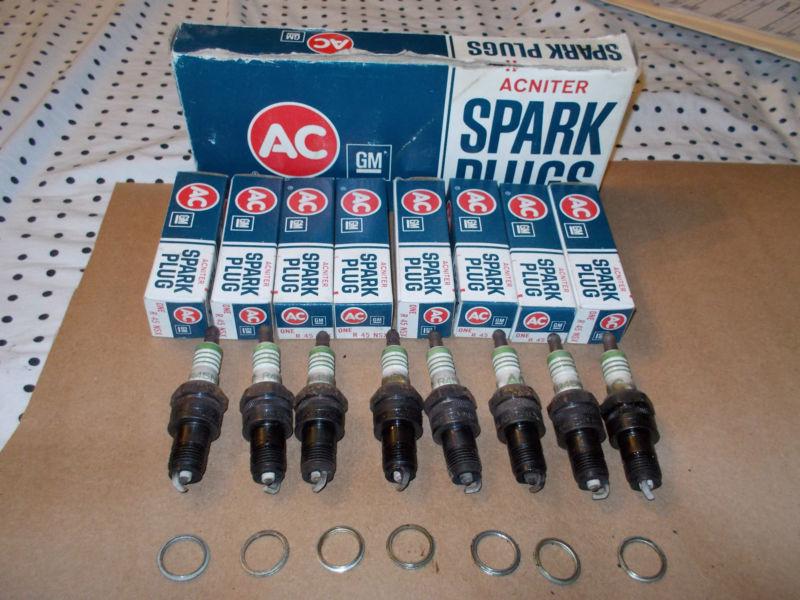 Vintage ac acniter r45nsx spark plugs gm general motors ~ set of 8 - 5613566