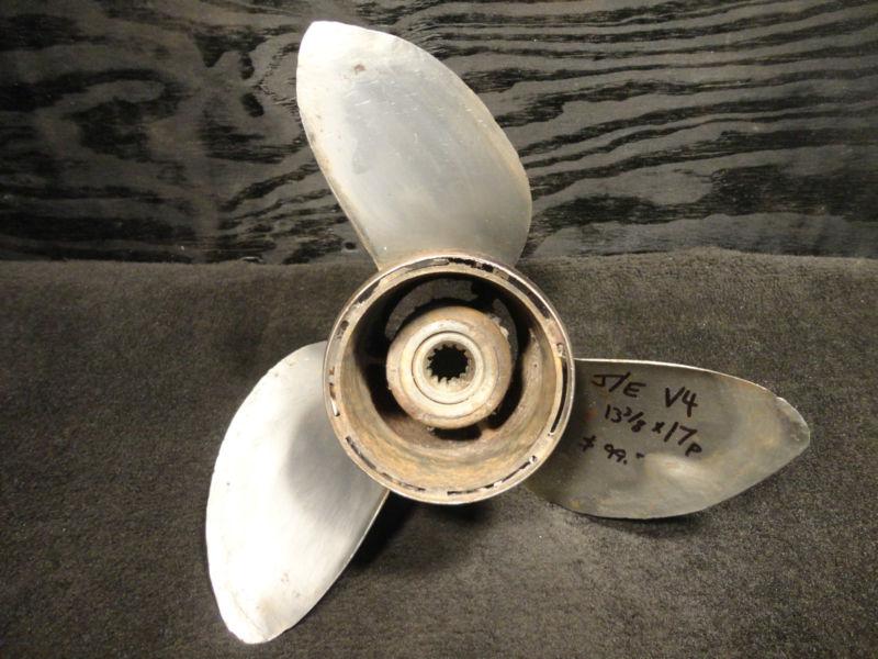 Used johnson/evinrude/omc 13 3/8 x 17p v4 stainless steel propeller boat prop