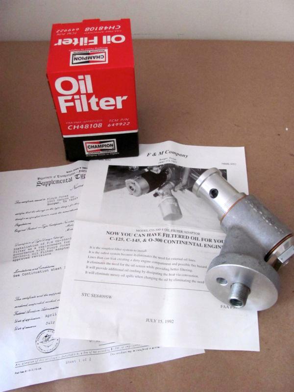 Continental aircraft engine oil filter adapter kit -new