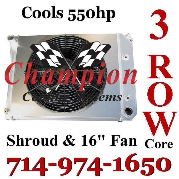 3 row radiator universal gm / chevy 20 3/4" x 17" core + shroud