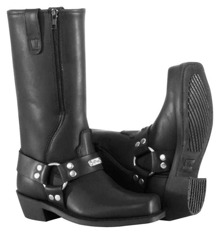 River road square toe zipper womens harness boots black 10