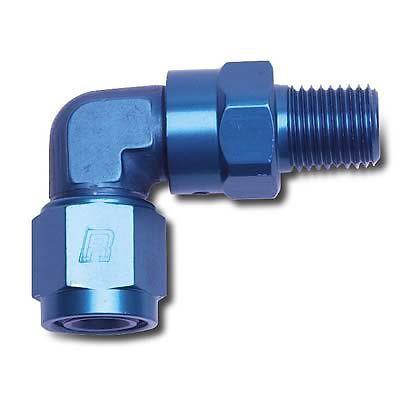 Russell an to npt adapter fitting -6 an female-1/8 in. npt male swivel blue