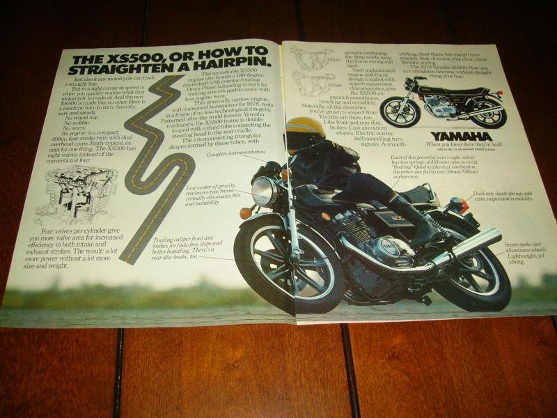 1978 yamaha xs500 ***original 2 page  ad***