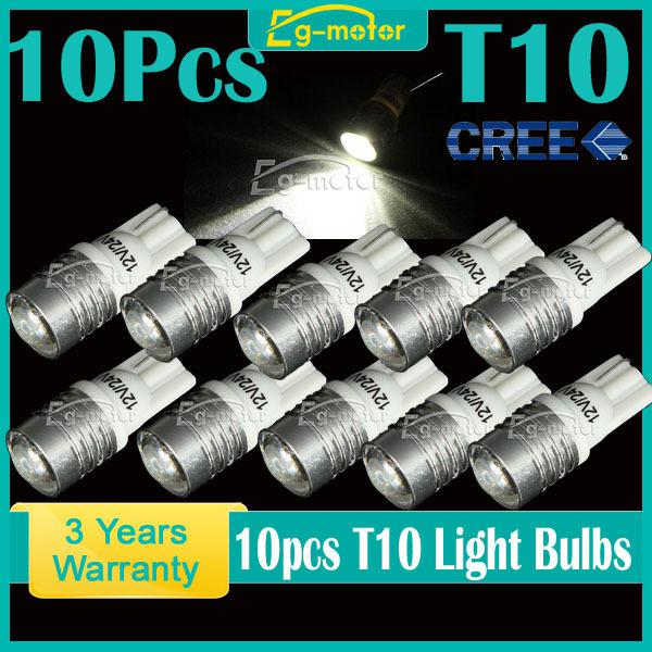 10pcs high power t10 w5w 1 led cree xp-e 5w car truck led light bulb 12v white