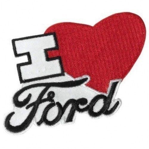 Brand new red white and black "i love ford" embroidered heart patch!