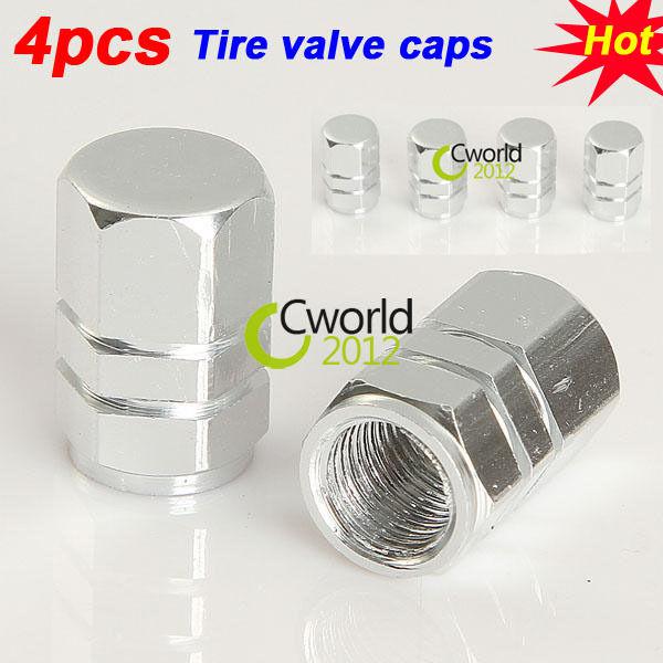 4pcs/set car wheel aluminum alloy tire valve caps tyre valve stems silver new