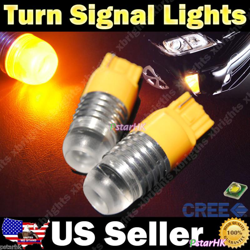 2pcs 7440 t20 cree 5w super bright led turn signal lights amber yellow new #01