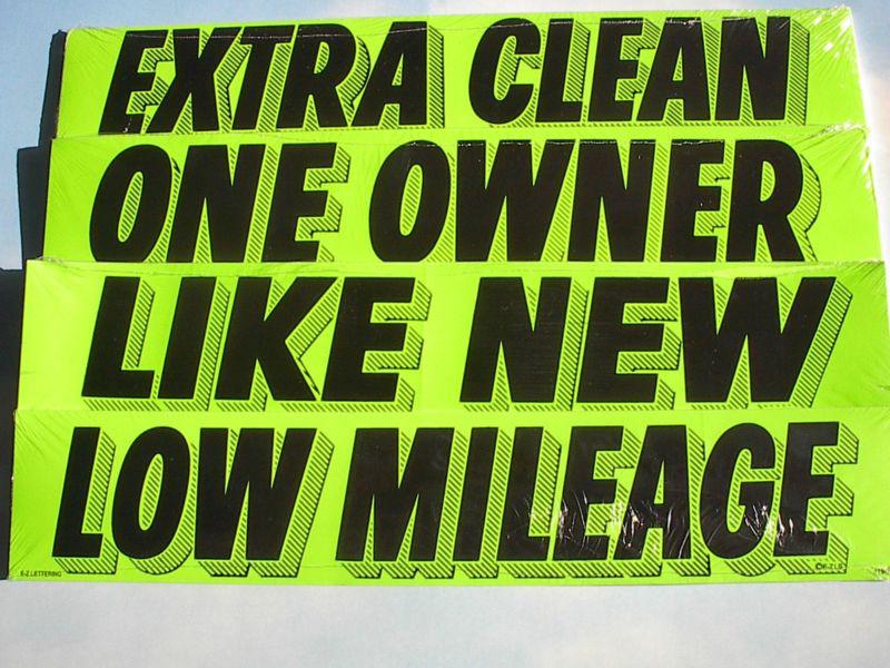 *car dealer 4 dozen new window advertise slogans stickers green/black~2~ 