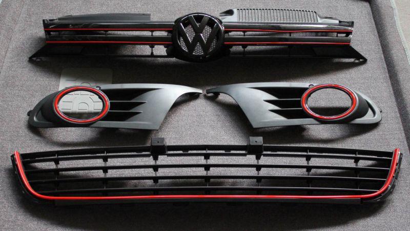 4pcs set black red front grille grilles fit for vw volkswagen golf vi mk6