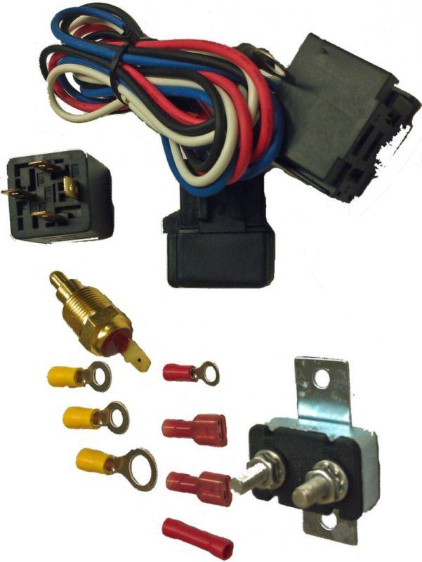 Electric fan temperature sensor relay kit universal on 200 off 185 degrees 40 a.