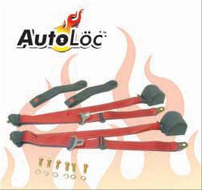 Autoloc seat belt lap/shoulder 3-point bolt-in floor mount red each