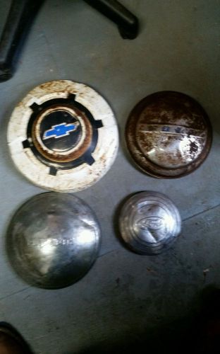 4 old vintage odd hub caps