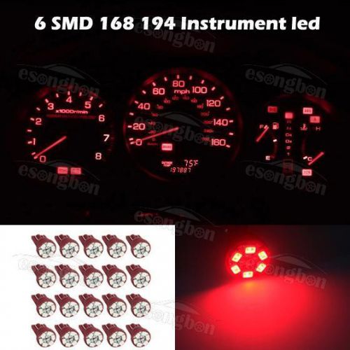 20x red t10 194 wedge gauge cluster instrumental speedometer led light bulb