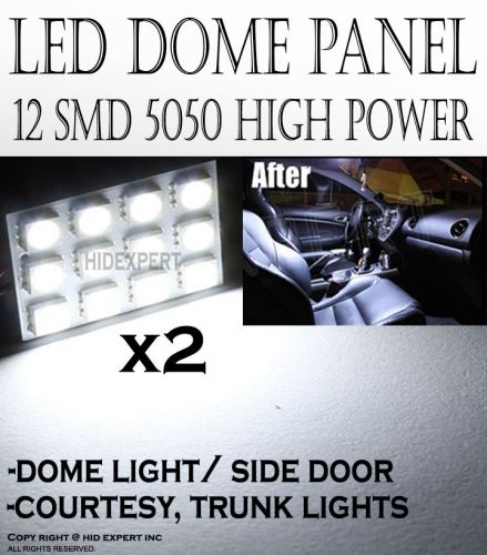 Icbeamer 1pair 12-smd led panel white high power interior map doom lig za4160