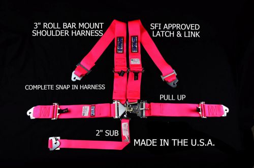 Rjs sfi 16.1 5 pt latch &amp; link floor mount snap in harness belt black 1156710
