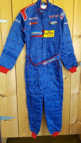 Brand new sparco 3 layer fia approved racing suit size 60., sponsored by montoya