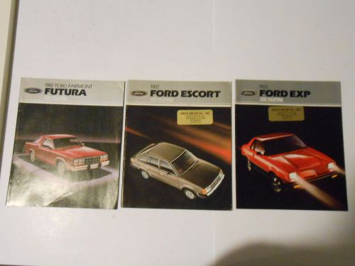 3 ford motor company color cbrochures,futura,escort,exp models