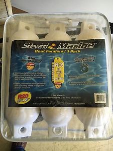 Sidewind marine nitrogen filled boat fender bumpers 3-pack white 20&#034; x 5 -1/2&#034;