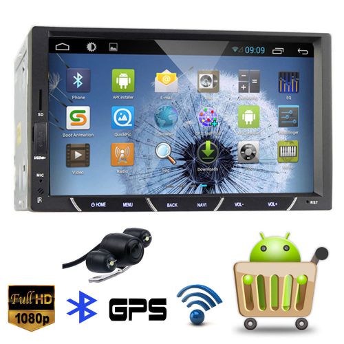 Quad-core android 4.4 2din gps car stereo radio bluetooth mirror-link usb/sd+cam