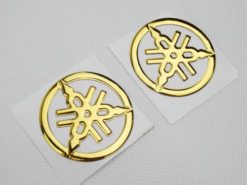 2x 4cm gold tuning fork gas tank fairing emblem decal stickers for yamaha custom