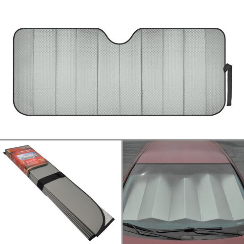 Standard auto sun shade foldable metallic gray wind shield lid reversible shade