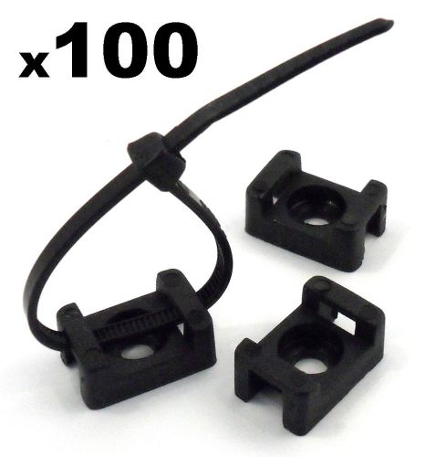 100x large cable tie screw fit saddle mountings for looms &amp; wires (9mm max wdth)