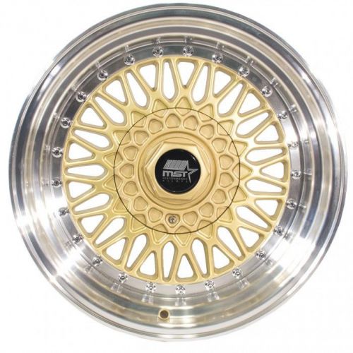 One 17x8.5 mst rs style mt13 5x114.3 35 gold wheel fit is gs ls lexus s2000 evo