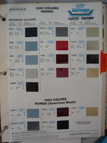 1983 honda color chips world color sheet dupont refinish 80-82 info