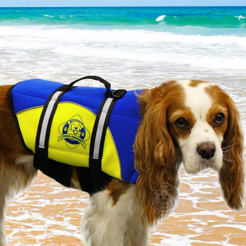 Paws aboard dog life jacket swim boat vest blue yellow safety vest medium new