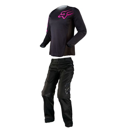 Fox racing black pink womens blackout jersey &amp; switch silvah pants dirt bike mx
