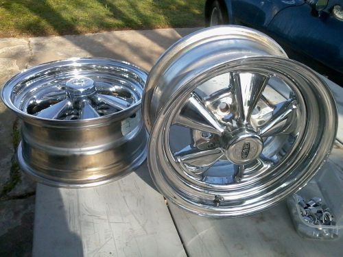 Crager mag wheels (14&#034; x 7&#034;) (2) with lug nuts dual pattern (rat rod)